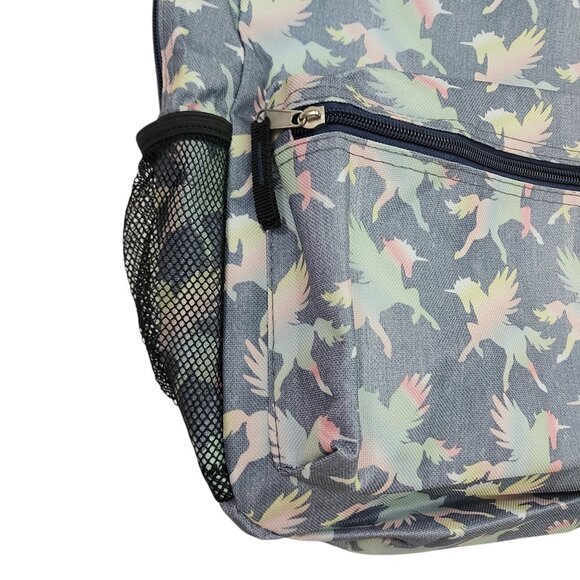 City Streets Backpack Girls One Size Gray Unicorn Print School Travel Vacation - Picture 7 of 11